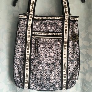 Ed Hardy skulls & flowers tote